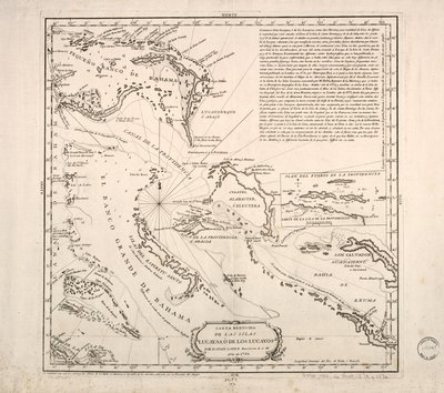 Reduced Map of the Lucayan Islands by Juan López